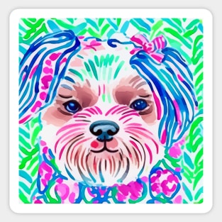 Preppy, colorful dog portrait Sticker